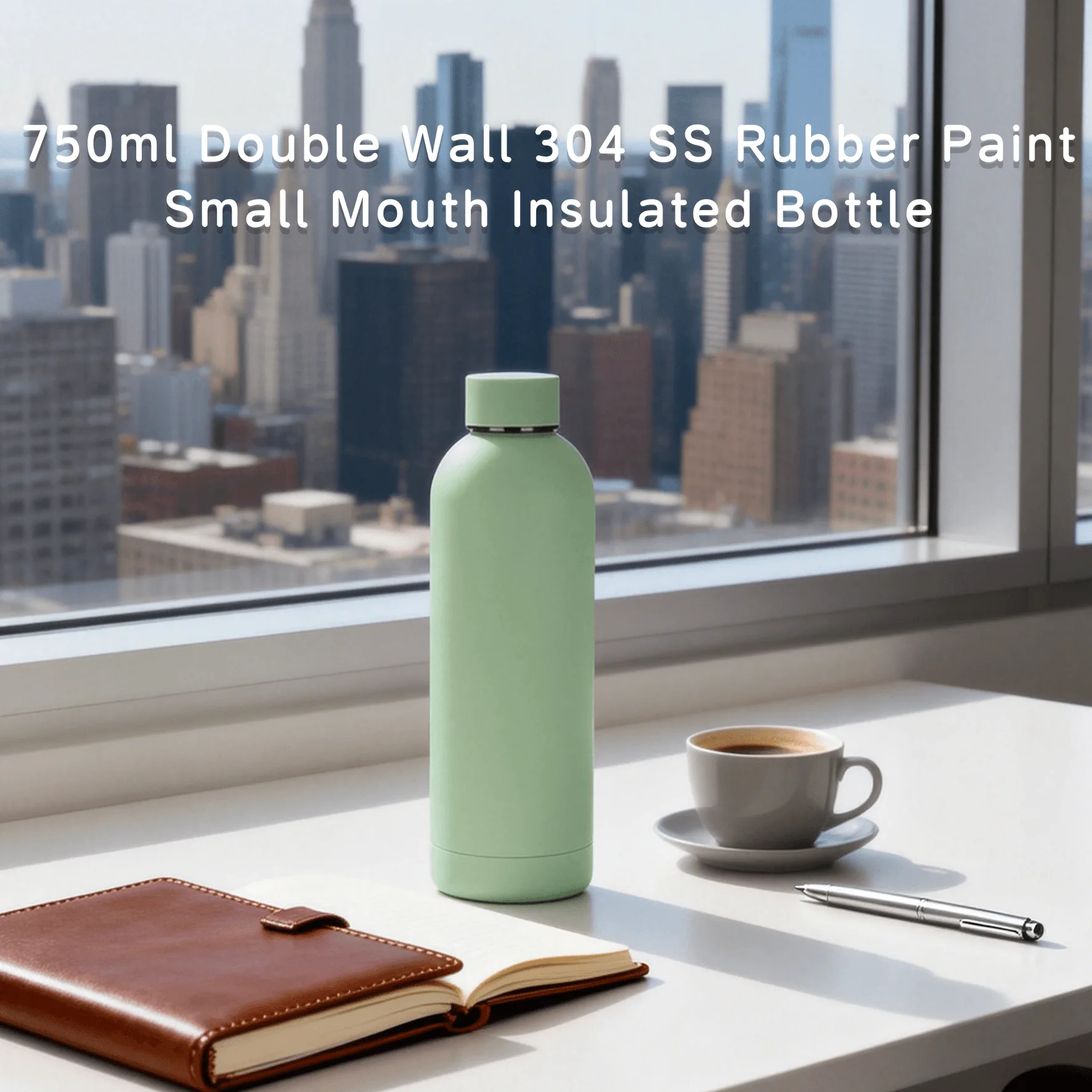 DT7504--750ml Double Wall 304 SS Rubber Paint Small Mouth Insulated Bottle