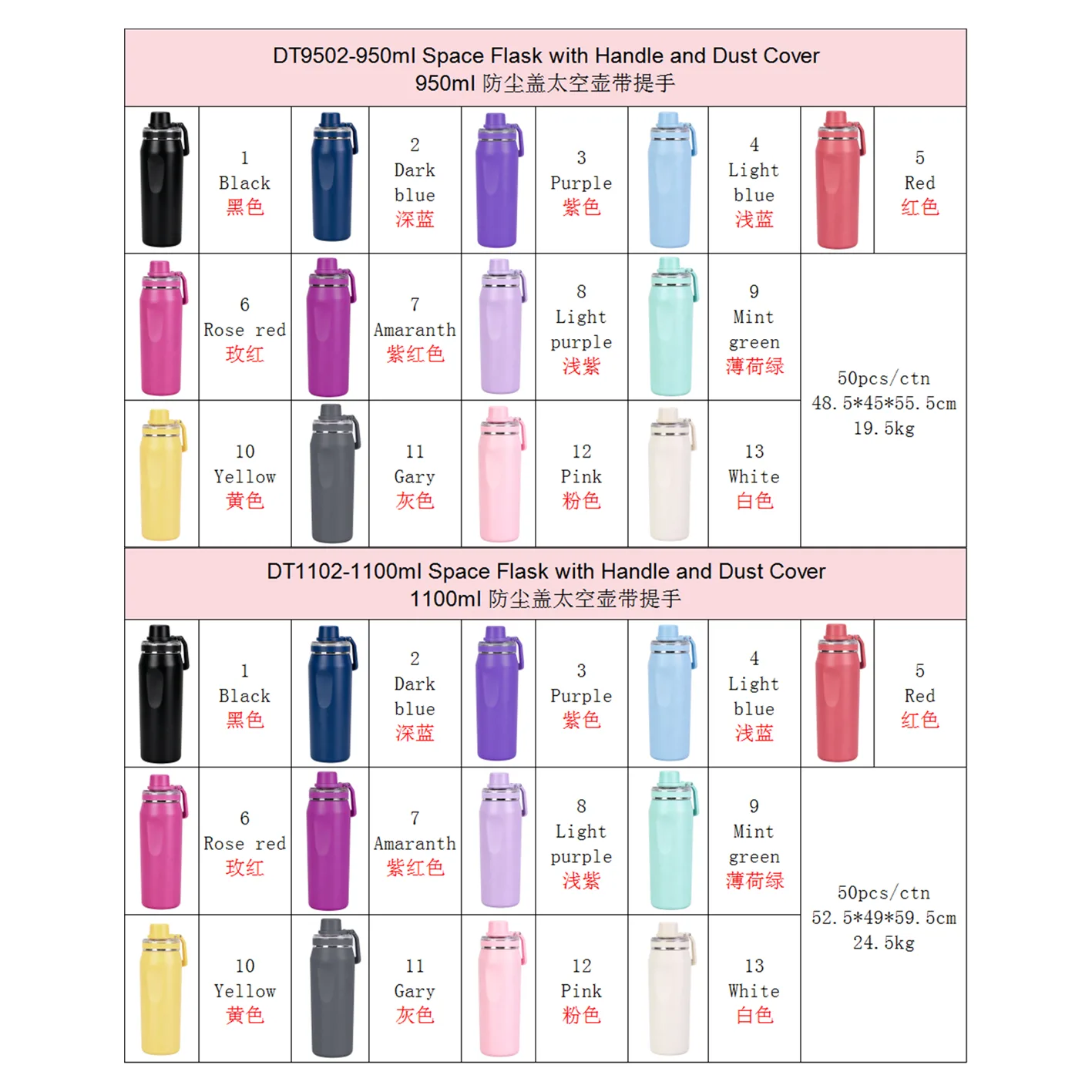 DT3506 DT6503 DT9502- Space Flask with Handle and Dust Cover