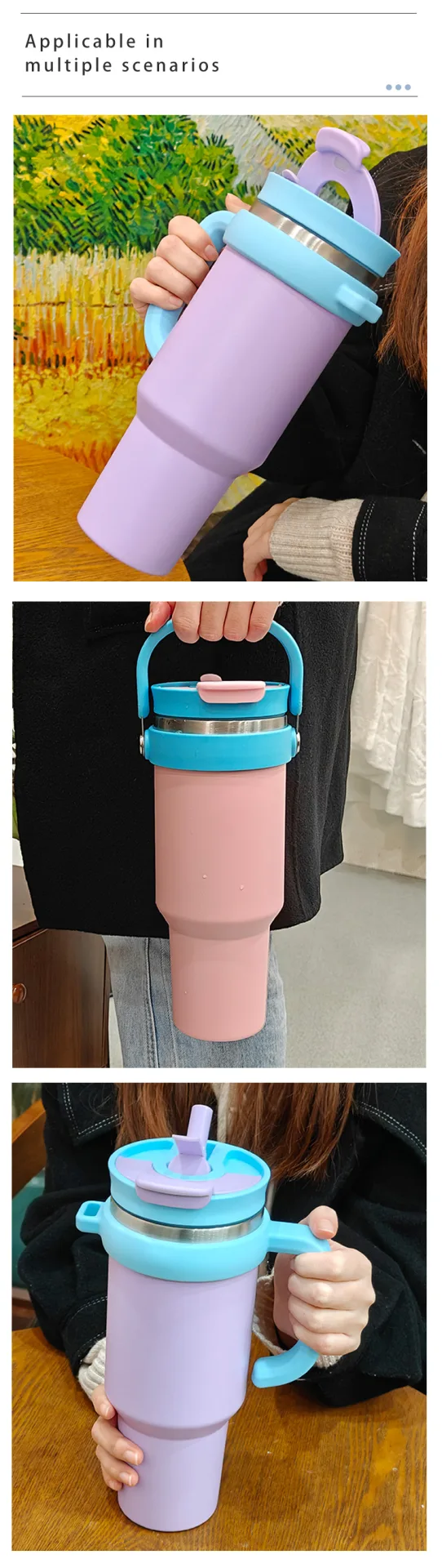 DT4019-40oz leakproof vacuum tumbler with top handle