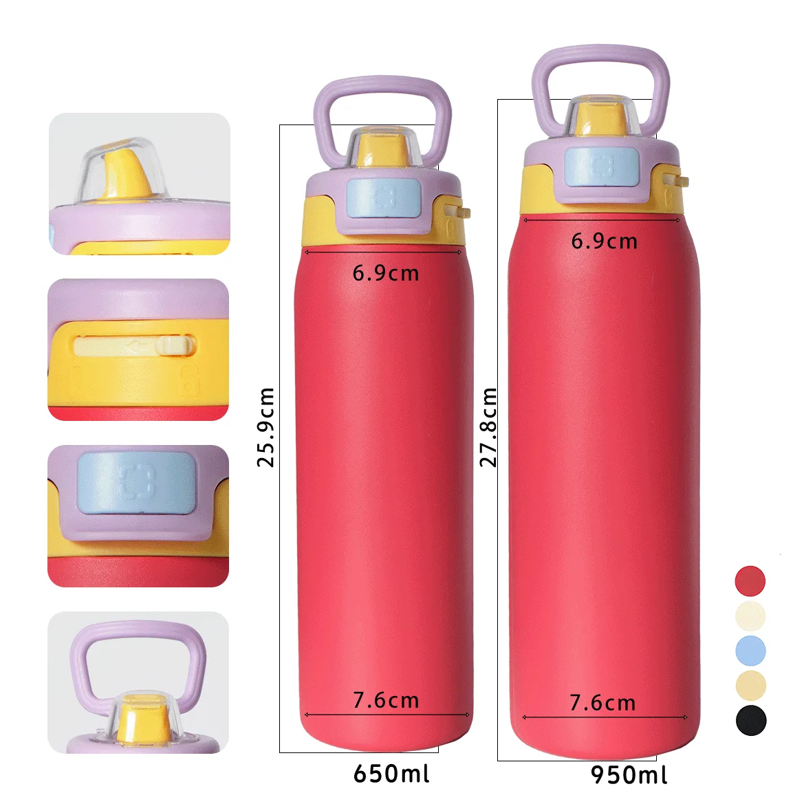 DT6502 DT9501- double wall stainless steel bottle with press bounce handle lid