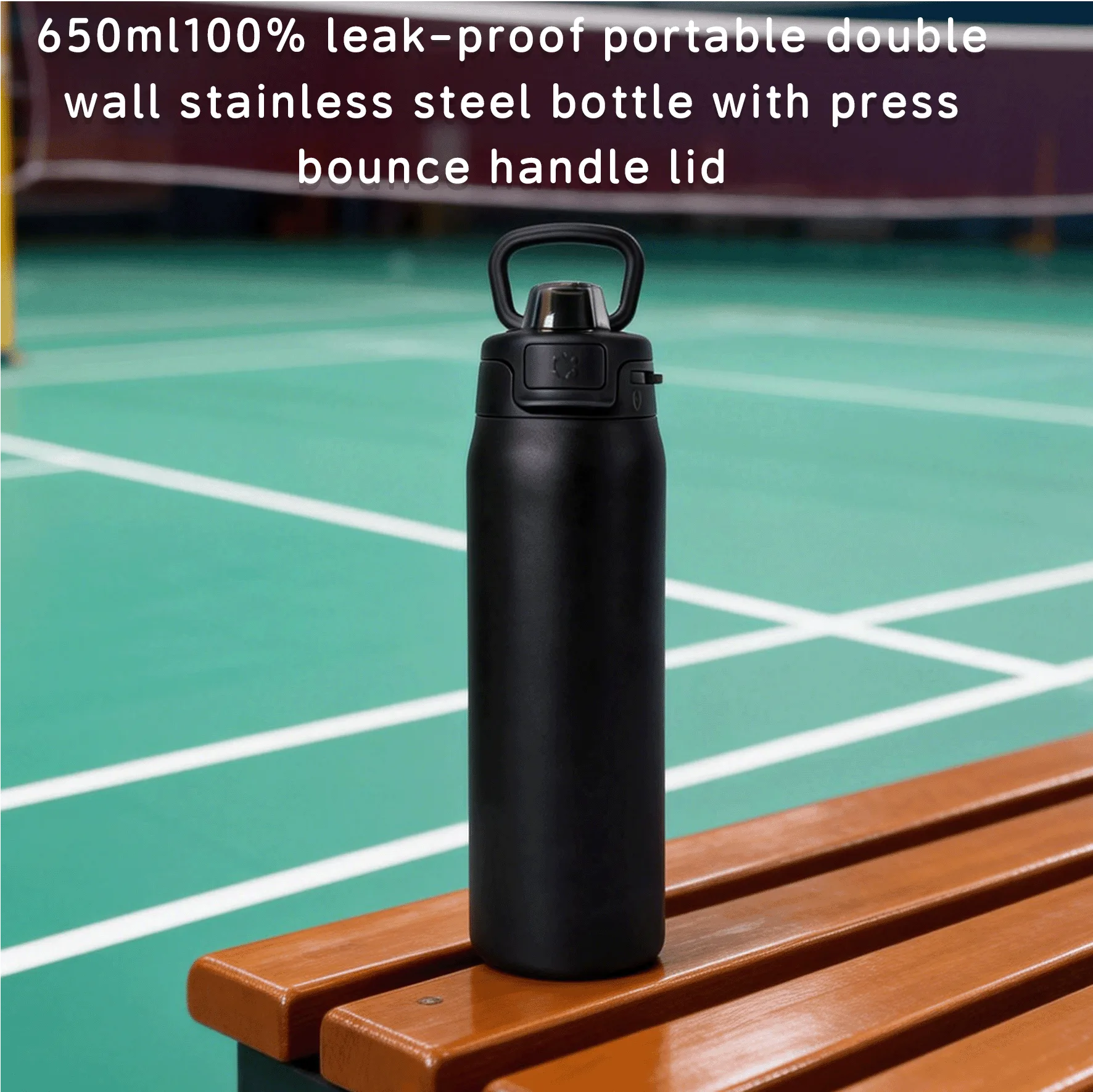DT6502 DT9501- double wall stainless steel bottle with press bounce handle lid