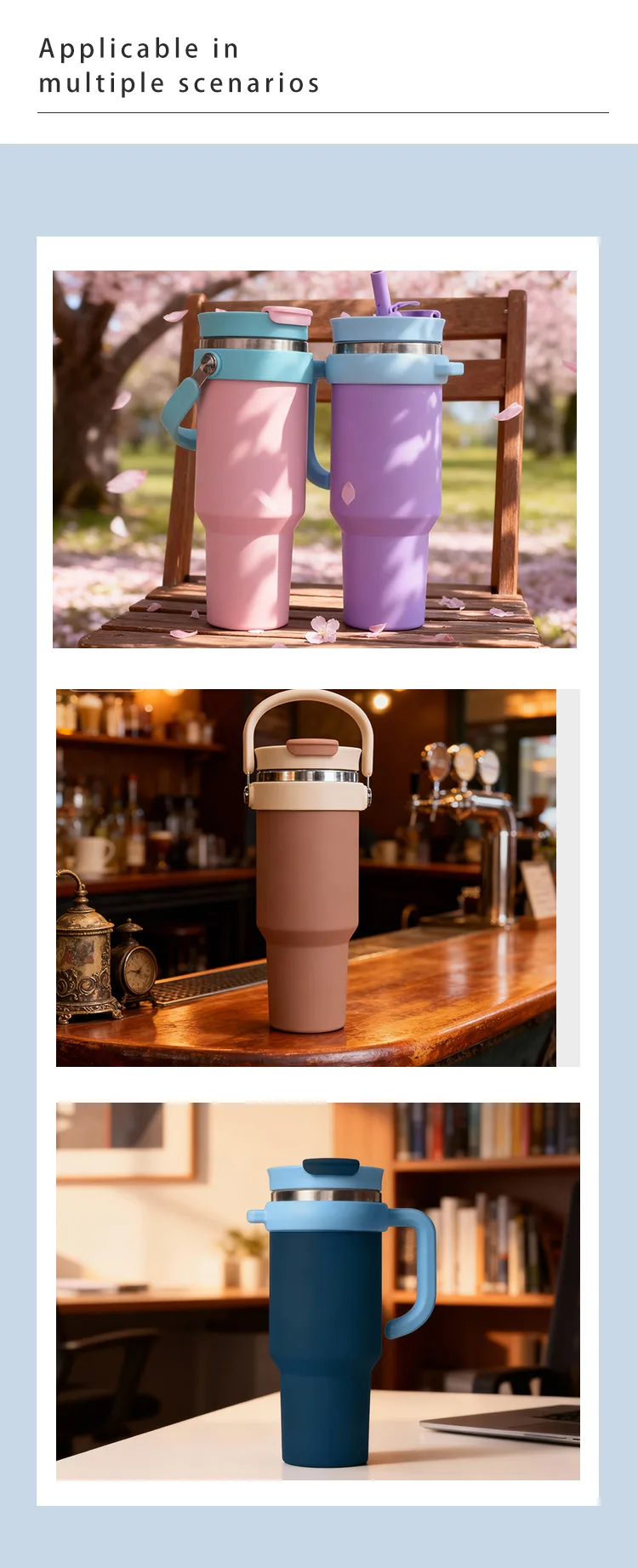 DT4019-40oz leakproof vacuum tumbler with top handle