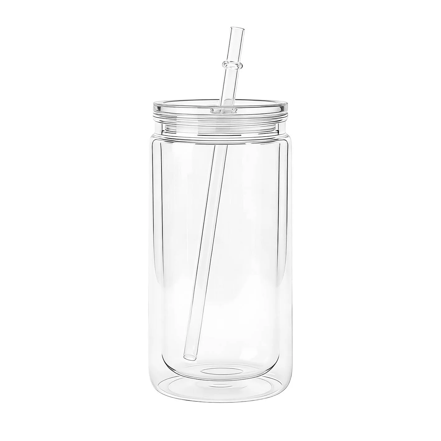 DT1604- Plastic Mason with Lid Straw Drinking