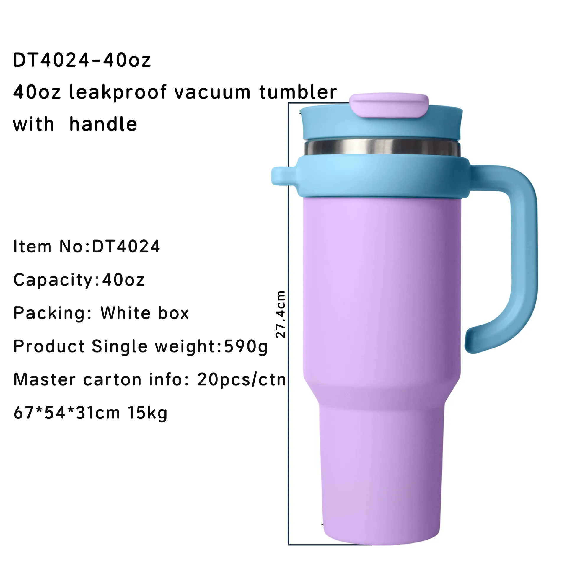 DT4019-40oz leakproof vacuum tumbler with top handle