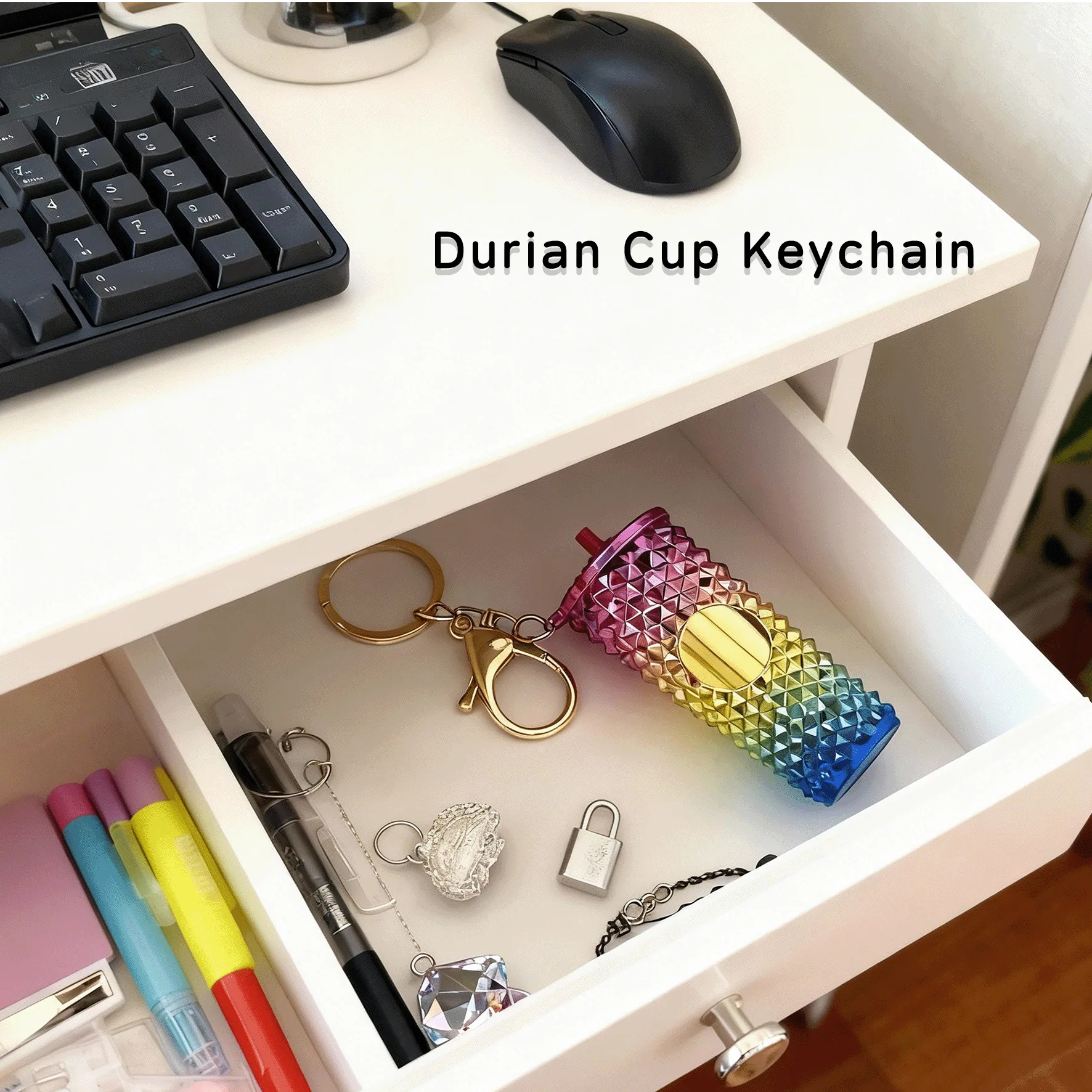PJ028-Durian cup pendant with keychain
