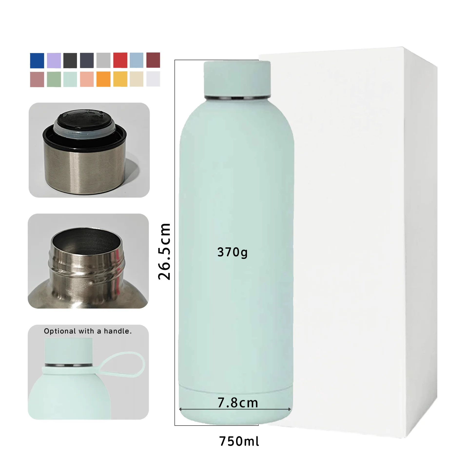 DT7504--750ml Double Wall 304 SS Rubber Paint Small Mouth Insulated Bottle